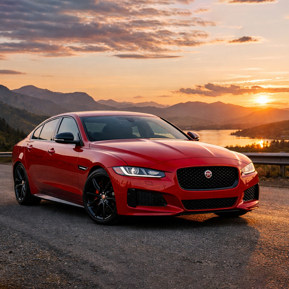 Jaguar XE красный спортивный седан